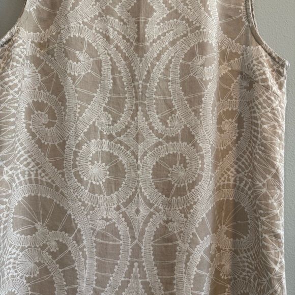 Kenar Elegant Beige Patterned Linen Dress Beach Resort Summer 8 - Picture 3 of 4